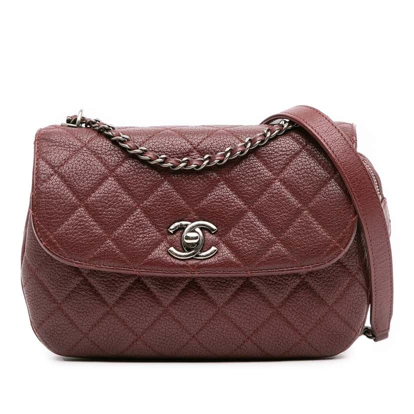 Chanel CC Quilted Goatskin Waiter Flap Red Leather Good condition - Front View