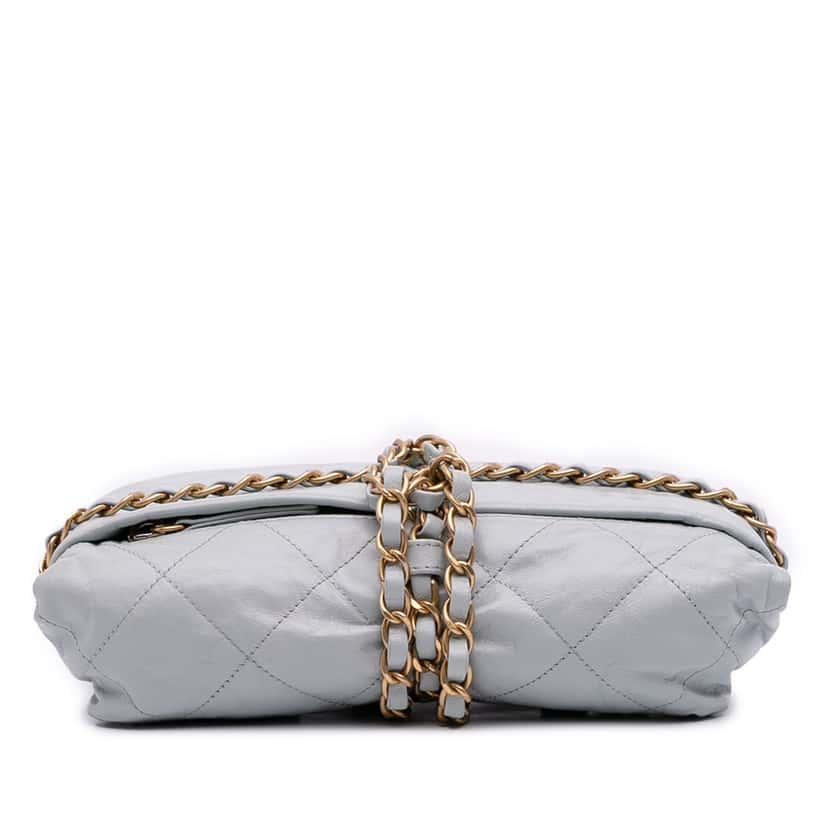 Chanel Quilted Calfskin Midnight Swim Baluchon Bag Grey Leather Good condition - Inside View