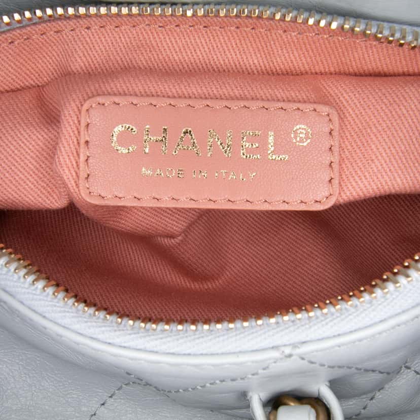 Chanel Quilted Calfskin Midnight Swim Baluchon Bag Grey Leather Good condition - Box View