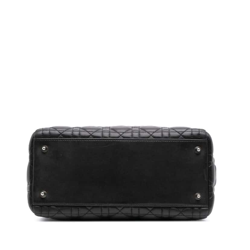 Dior Medium Lambskin Cannage Lady Dior Black Leather Fair condition - Inside View