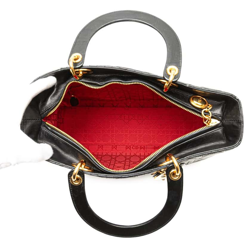 Dior Large Lambskin Cannage Lady Dior Black Leather Good condition - Model View