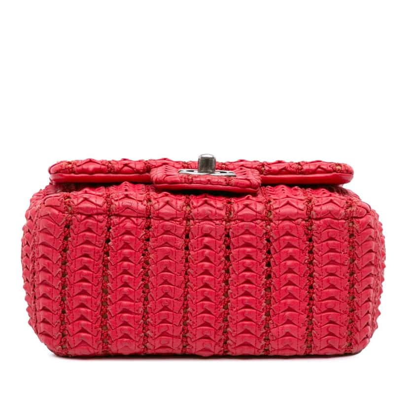 Chanel Paris Seoul Mini Crochet Lambskin Flap Red Leather Good condition - Inside View