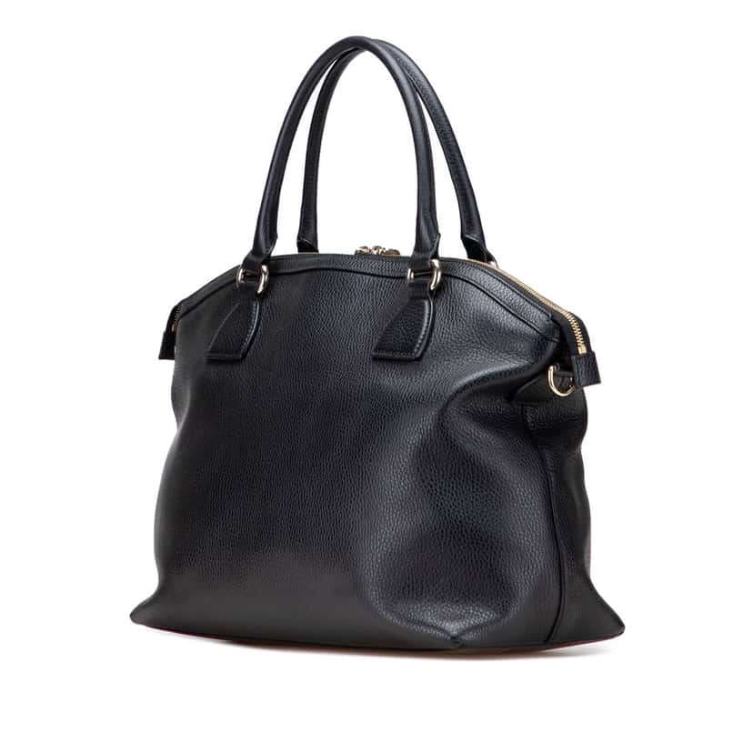 Gucci Large Dollar Calfskin GG Charm Dome Satchel Black Leather Good condition - Back View