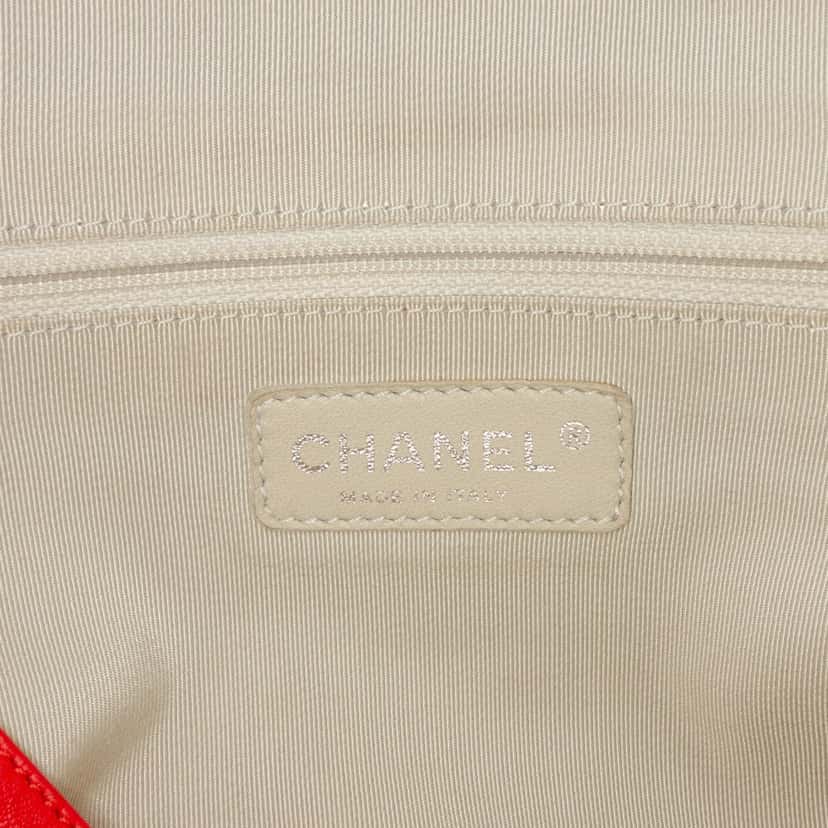 Chanel Quilted Washed Lambskin Chain Around Bowler Red Leather Good condition - Box View