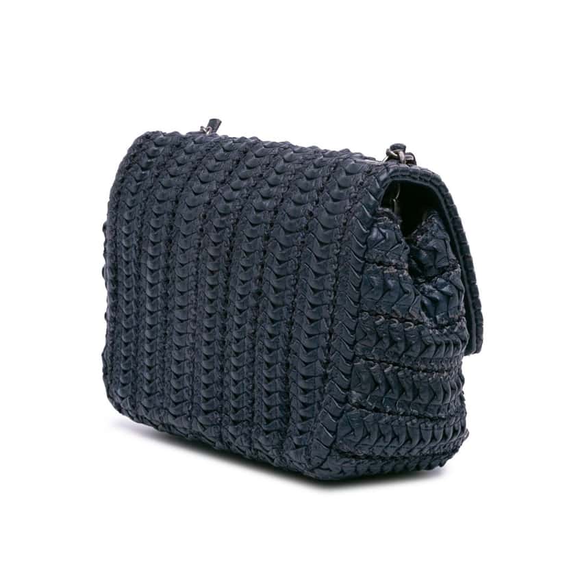 Chanel Paris Seoul Mini Crochet Lambskin Single Flap Blue Leather Good condition - Back View