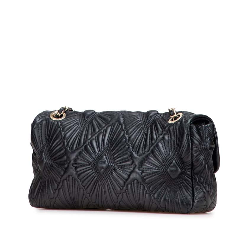 Chanel Quilted Calfskin Ca D'Oro Flap Black Leather Good condition - Back View