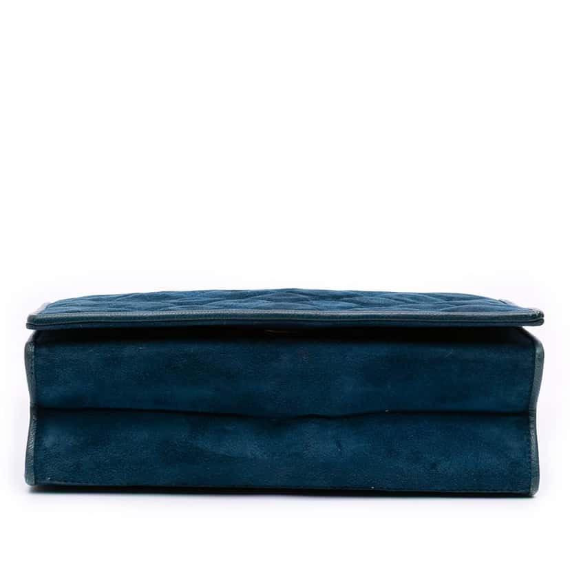 Chanel Small CC Quilted Suede Chain Crossbody Blue Leather Good condition - Inside View