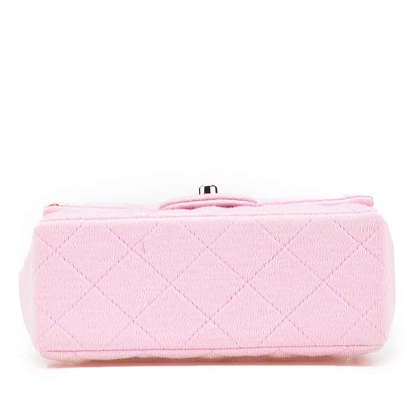 Chanel Mini Square Classic Jersey Single Flap Pink Cotton Good condition - Inside View
