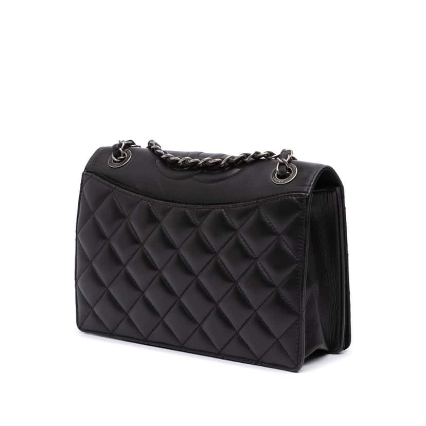 Chanel Medium Quilted Lambskin Ballerine Flap Black Leather Good condition - Back View