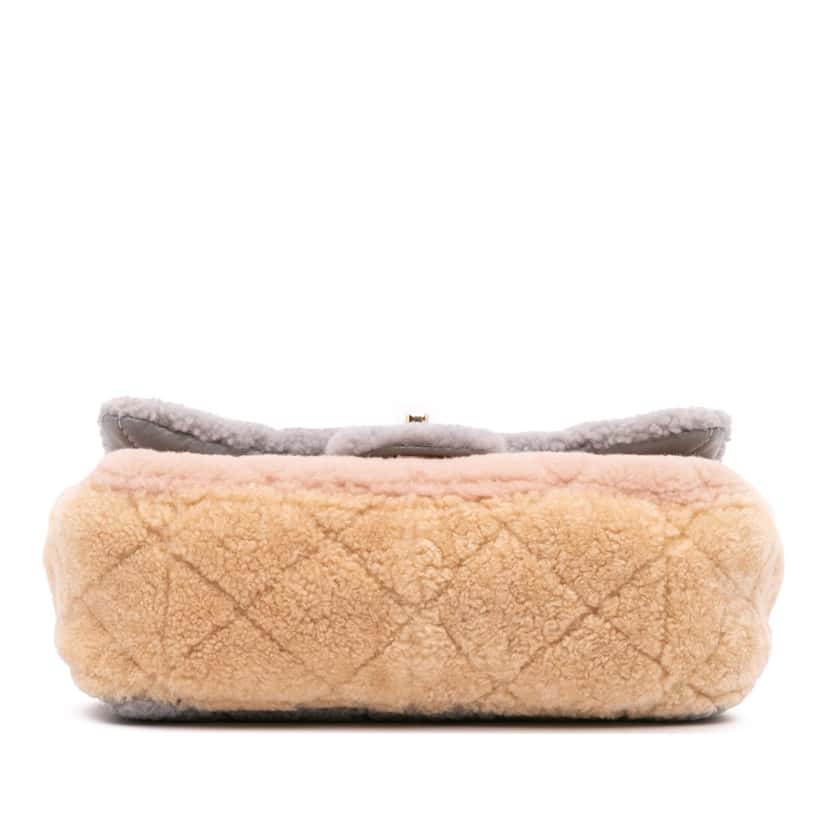 Chanel Medium CC Tricolor Shearling Single Flap Brown Good condition - Inside View