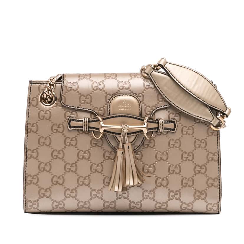 Gucci Small Guccissima Emily Shoulder Bag Gold Leather Good condition - Front View
