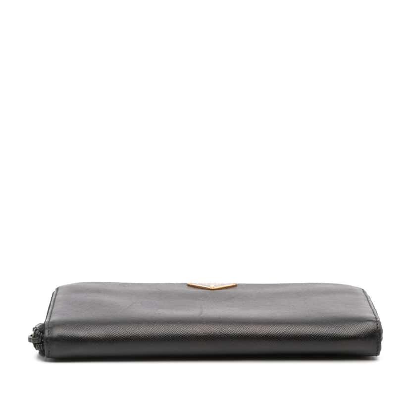 Prada Saffiano Zip Around Long Wallet Black Leather Good condition - Inside View