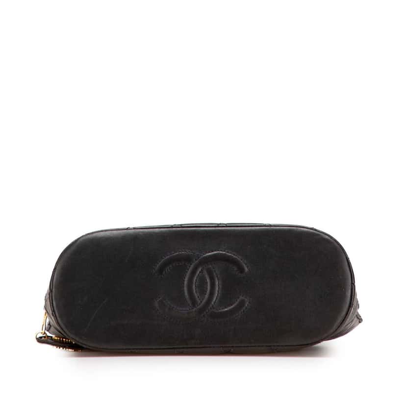Chanel Quilted Lambskin Shoulder Bag Black Leather Good condition - Inside View