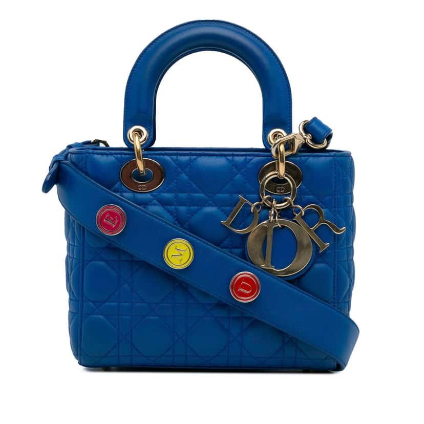 Dior Small Lambskin Cannage My ABC Lady Dior Blue Leather Good condition - Front View
