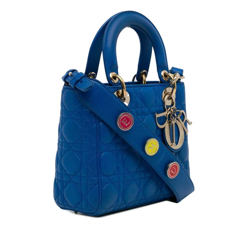 Dior Small Lambskin Cannage My ABC Lady Dior Blue Leather Good condition - Back View