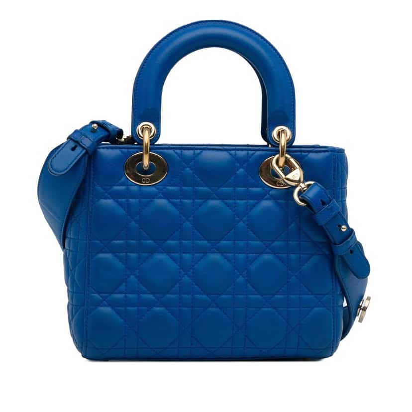 Dior Small Lambskin Cannage My ABC Lady Dior Blue Leather Good condition - Inside View