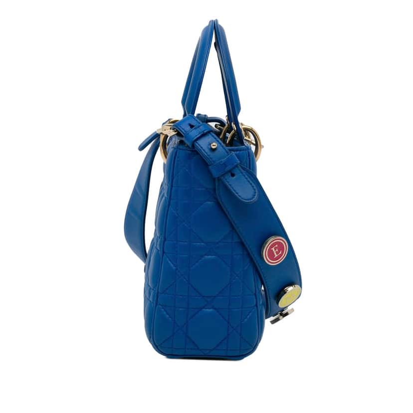 Dior Small Lambskin Cannage My ABC Lady Dior Blue Leather Good condition - Model View