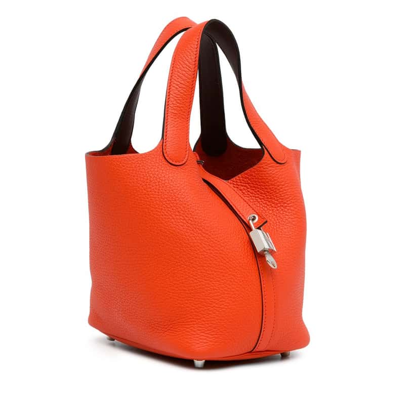 Hermès Clemence Picotin Lock 18 Orange Leather Good condition - Back View