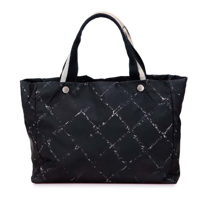 Chanel Old Travel Line Nylon Tote Black Good condition - Front View