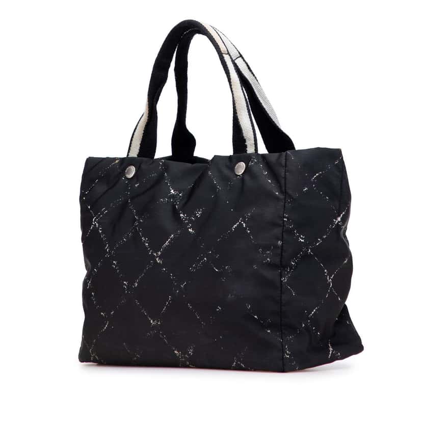 Chanel Old Travel Line Nylon Tote Black Good condition - Back View