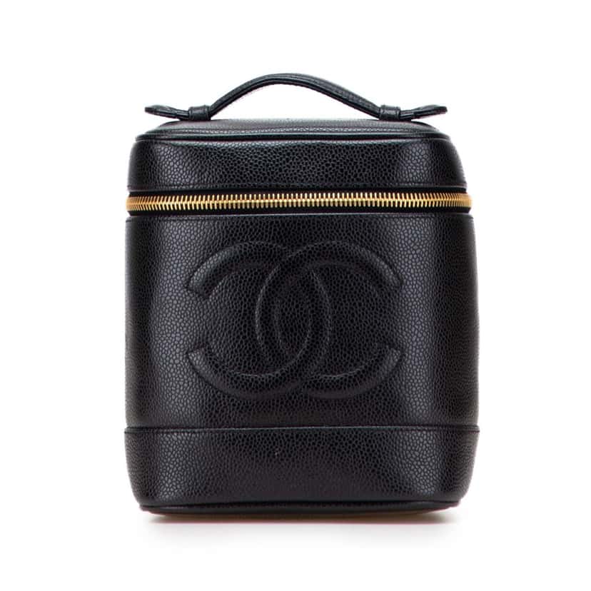 Chanel CC Caviar Vanity Case Black Leather Good condition - Front View