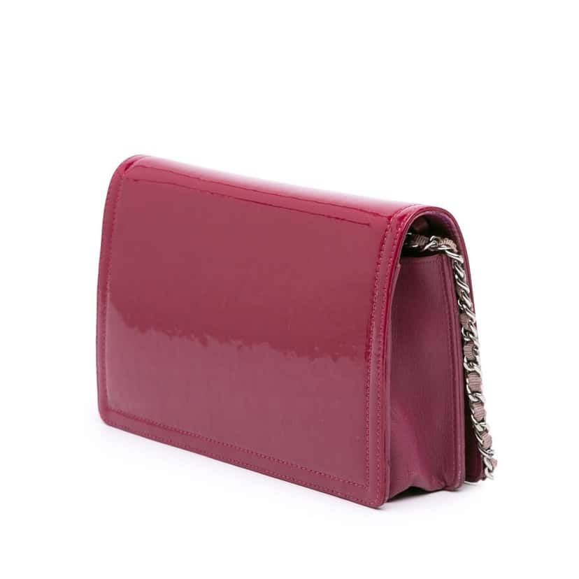 Chanel Patent CC Lipstick Wallet On Chain Pink Leather Good condition - Back View