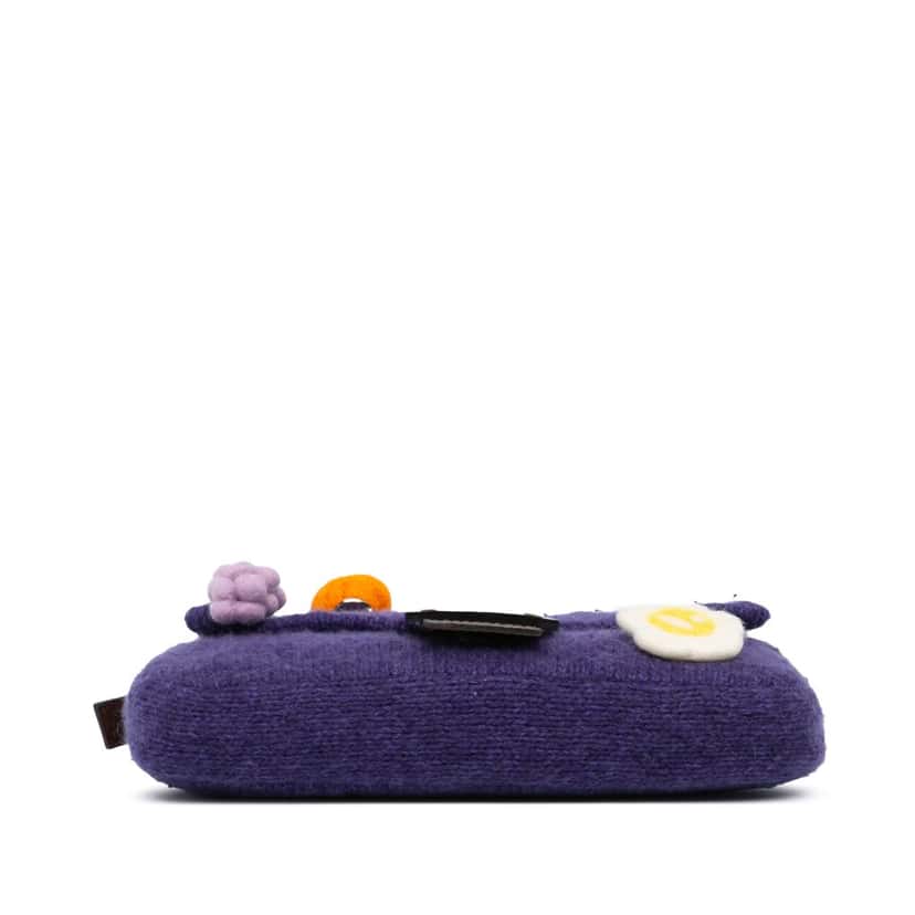 Fendi Mini Knitted Wool Appliques Baguette Purple Wool Good condition - Inside View