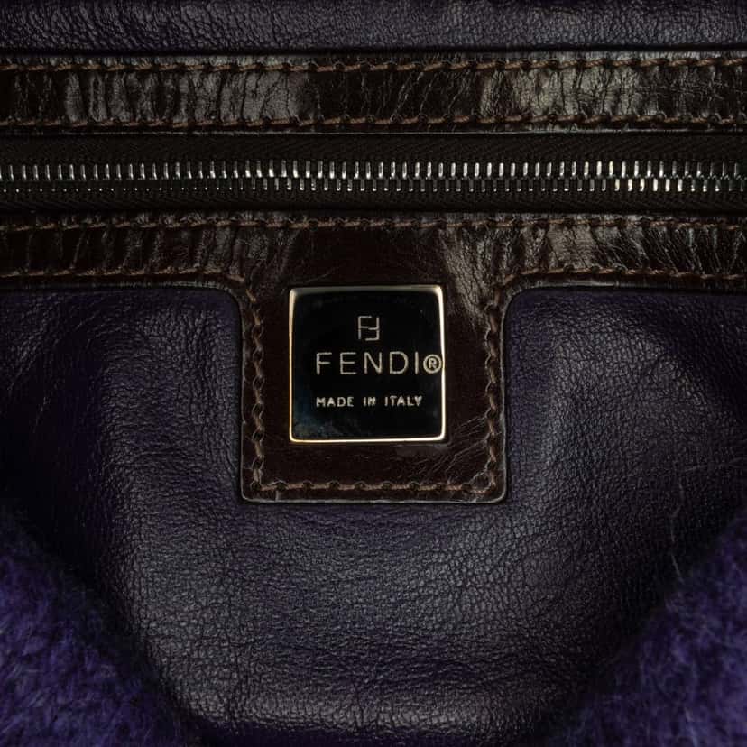 Fendi Mini Knitted Wool Appliques Baguette Purple Wool Good condition - Box View