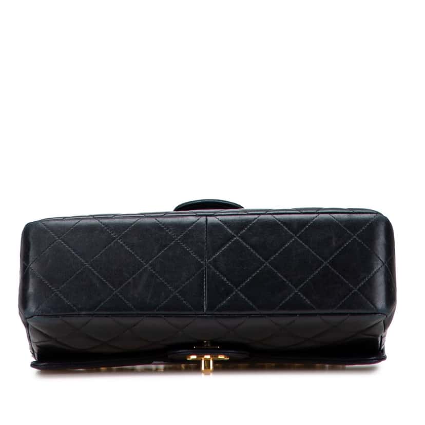 Chanel Medium Quilted Lambskin Double Sided Flap Black Leather Good condition - Inside View