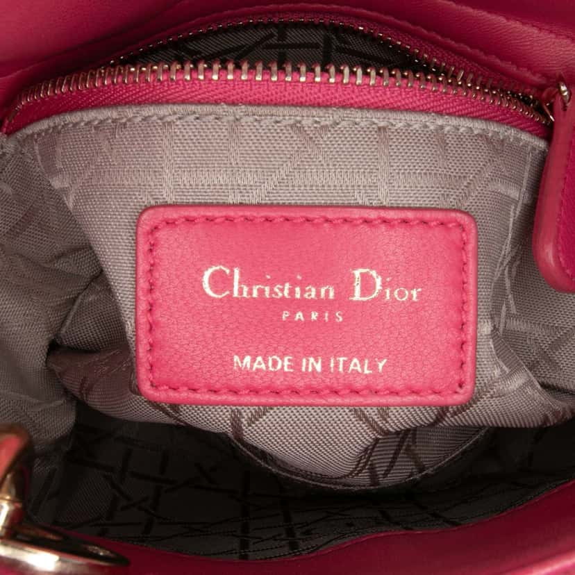 Dior Mini Lambskin Cannage Lady Dior Pink Leather Good condition - Box View