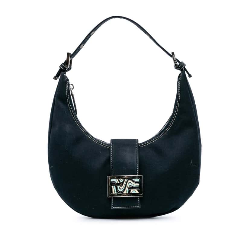 Fendi Canvas FF Marble Croissant Shoulder Bag Blue Canvas Good condition - Front View