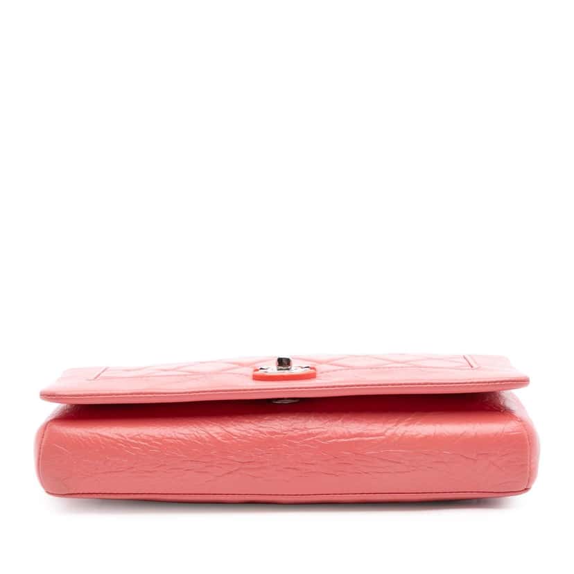 Chanel Crumpled Calfskin Bi Quilted Vintage Full Flap Pink Leather Good condition - Inside View