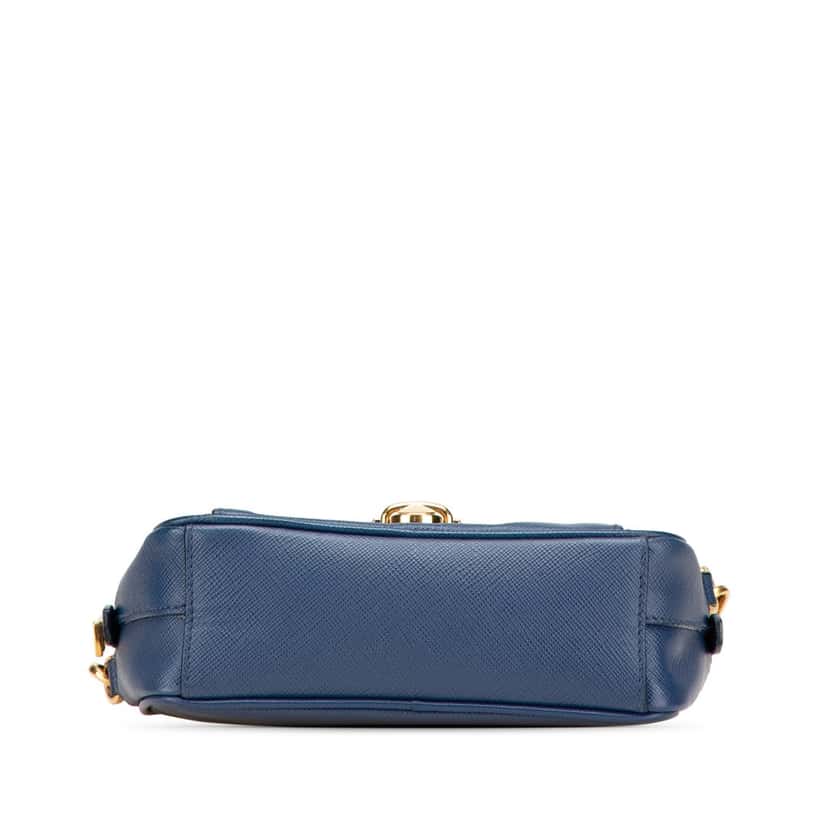 Prada Saffiano Push Lock Pocket Camera Bag Blue Leather Good condition - Inside View