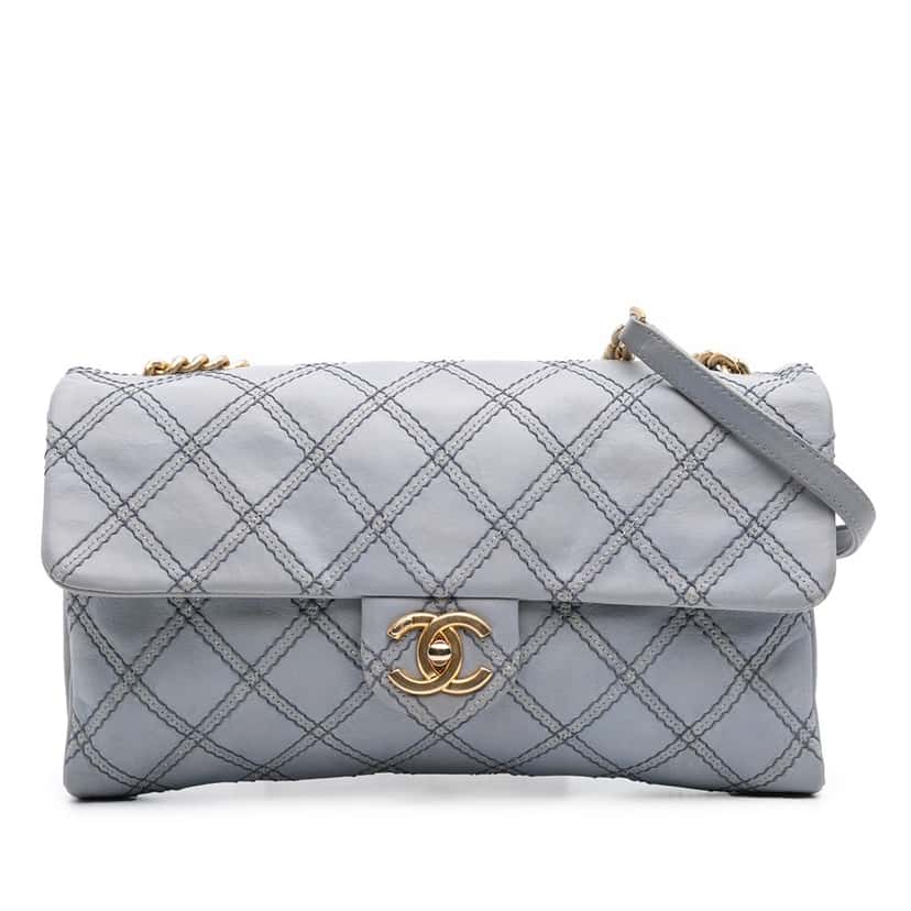 Chanel Jumbo Quilted Calfskin Triple Stitched Flap Grey Leather Good condition - Front View