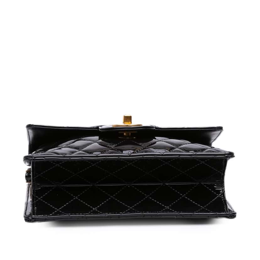 Chanel CC Quilted Patent Frame Flap Black Leather Good condition - Inside View