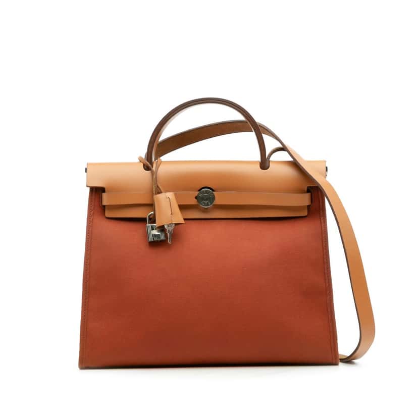 Hermès Toile Herbag Zip 31 Orange Canvas Good condition - Front View