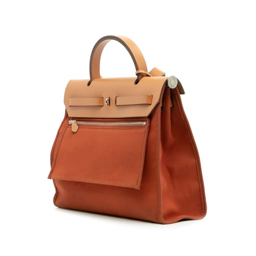 Hermès Toile Herbag Zip 31 Orange Canvas Good condition - Back View