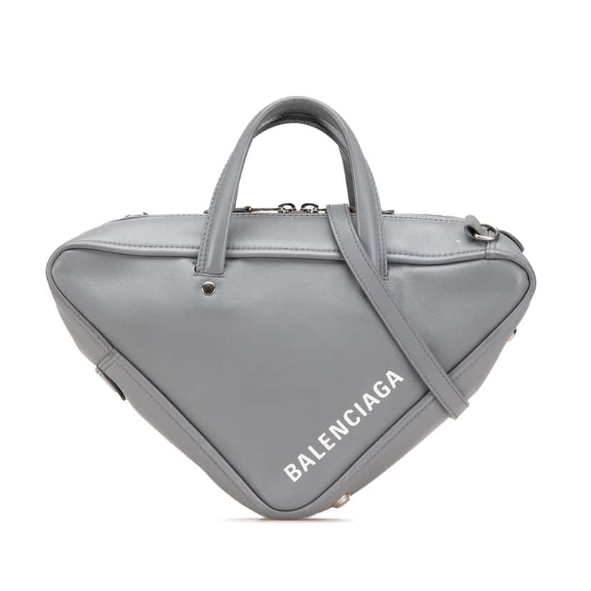 Balenciaga Medium Leather Triangle Duffle Bag Grey Leather Good condition - Front View