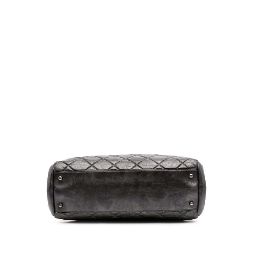 Chanel Large Aged Calfskin Just Mademoiselle Bowling Bag Grey Leather Good condition - Inside View