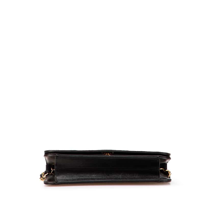 Chanel CC Quilted Lambskin Full Single Flap Black Leather Good condition - Inside View
