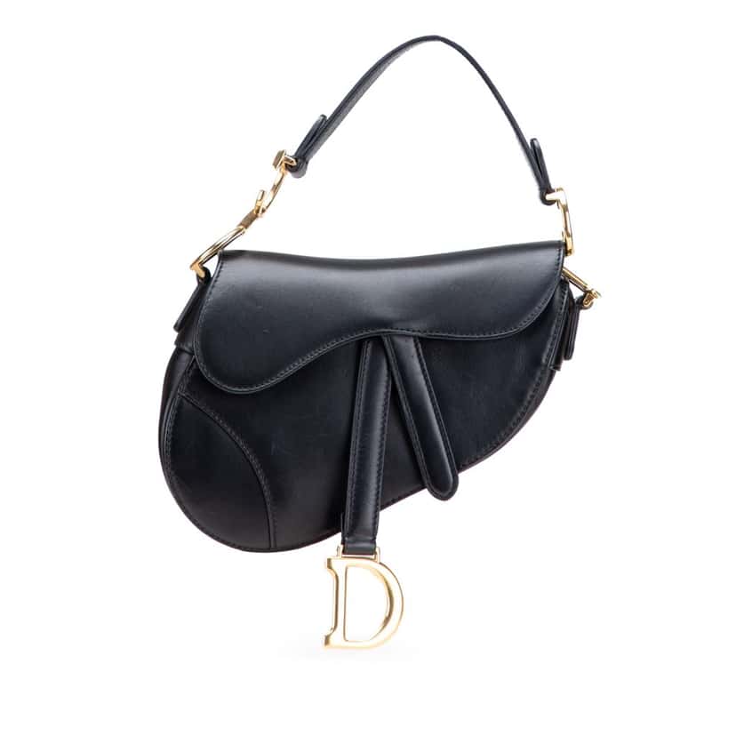 Dior Mini Leather Saddle Bag Black Leather Good condition - Front View