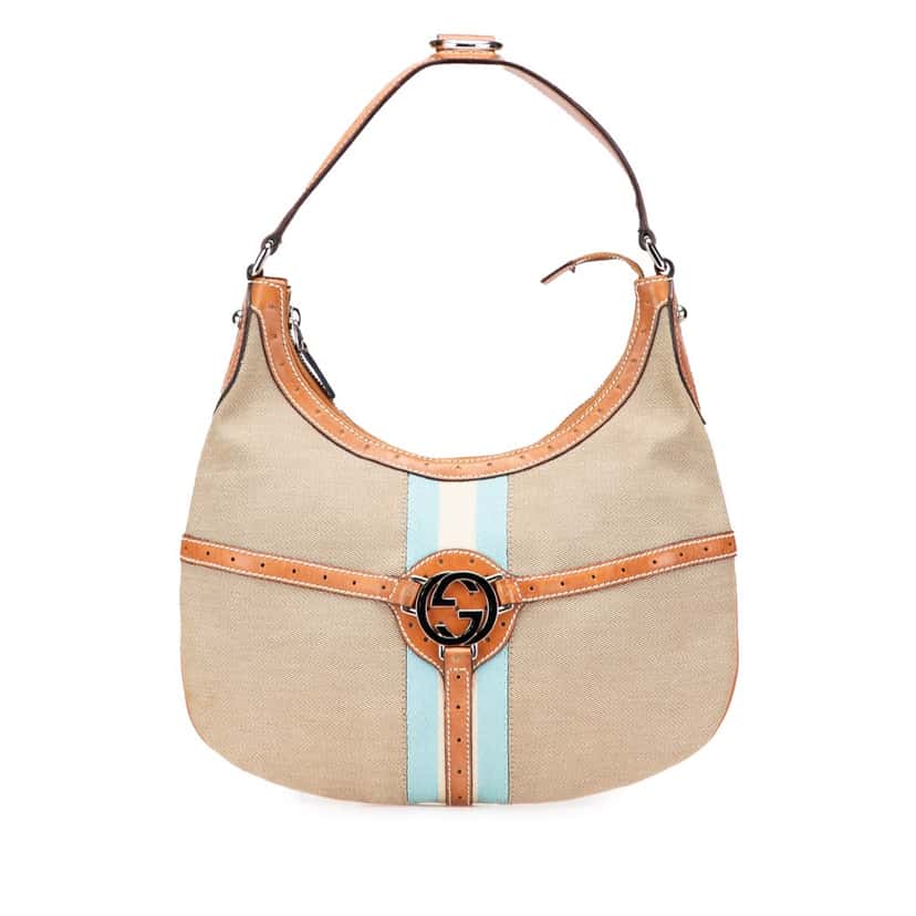 Gucci Canvas Web Reins Hobo Brown Canvas Good condition - Front View