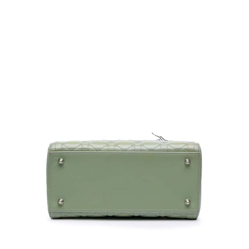 Dior Medium Patent Cannage Lady Dior Green Leather Good condition - Inside View
