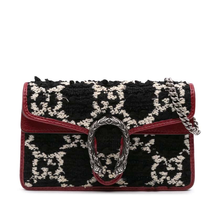 Gucci Super Mini GG Tweed Dionysus Crossbody Black Tweed Good condition - Front View