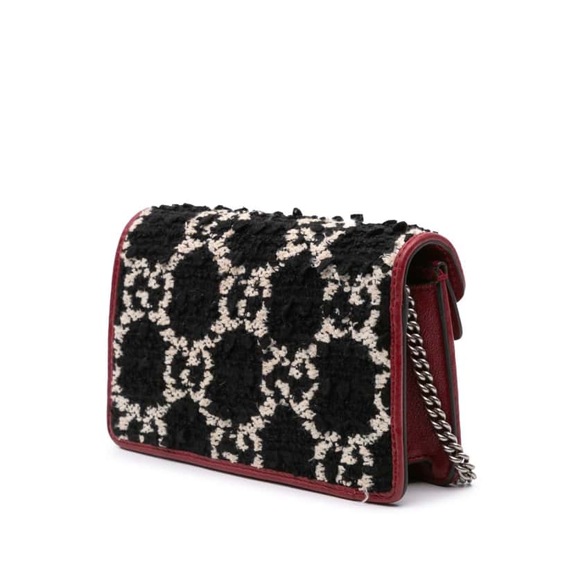 Gucci Super Mini GG Tweed Dionysus Crossbody Black Tweed Good condition - Back View