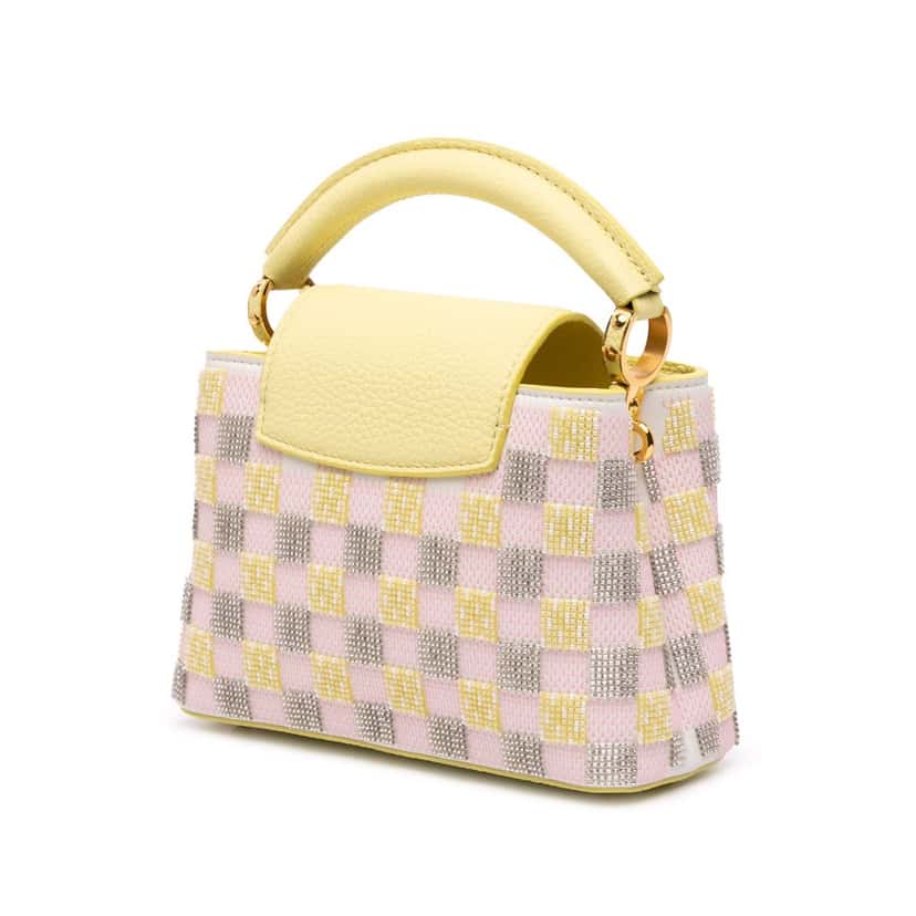 Louis Vuitton Smooth Calfskin Beaded Mini Capucines Yellow Leather Good condition - Back View