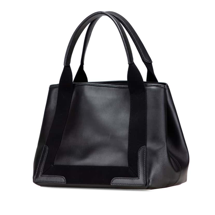 Balenciaga Calfskin Perforated Navy Cabas S Tote Black Leather Good condition - Back View