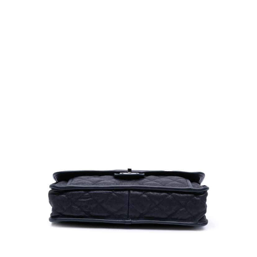Chanel Medium Quilted Calfskin French Riviera Flap Blue Leather Good condition - Inside View