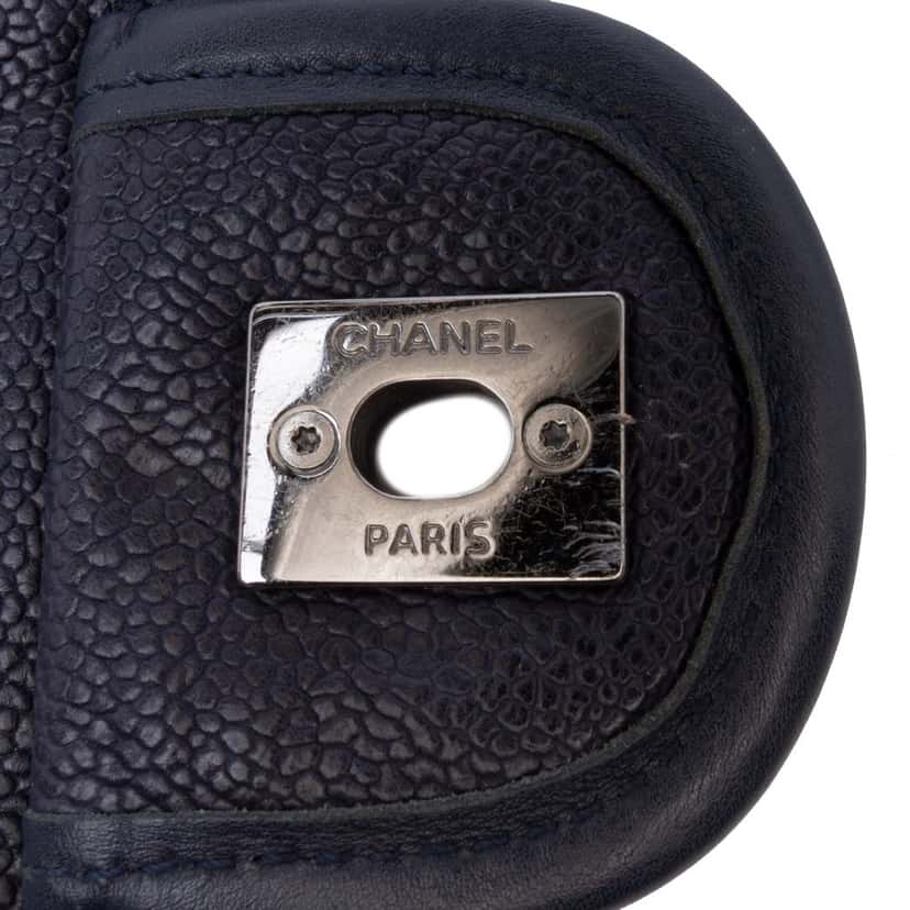Chanel Medium Quilted Calfskin French Riviera Flap Blue Leather Good condition - Box View