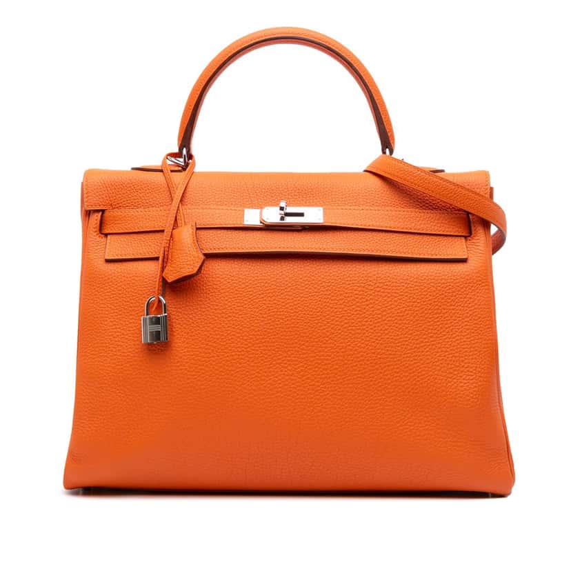 Hermès Togo Kelly II Retourne 35 Orange Leather Good condition - Front View